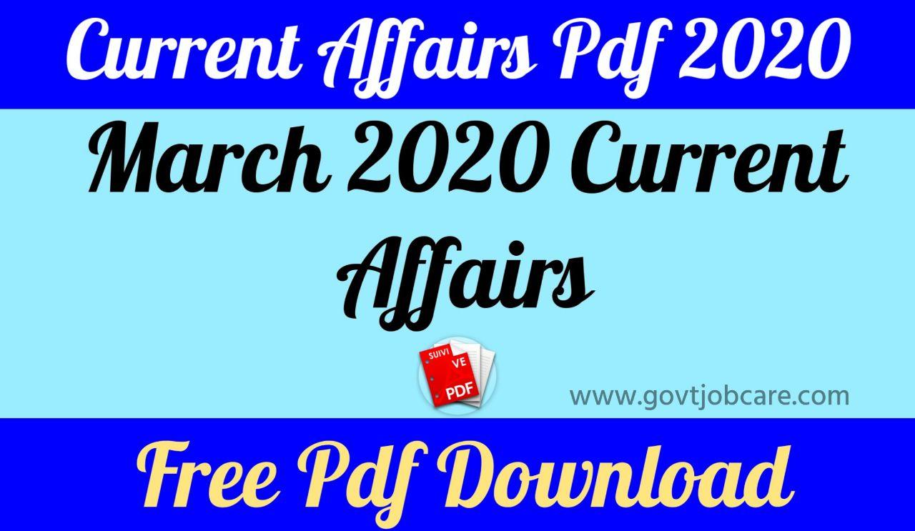 March 2020 Current Affairs Pdf