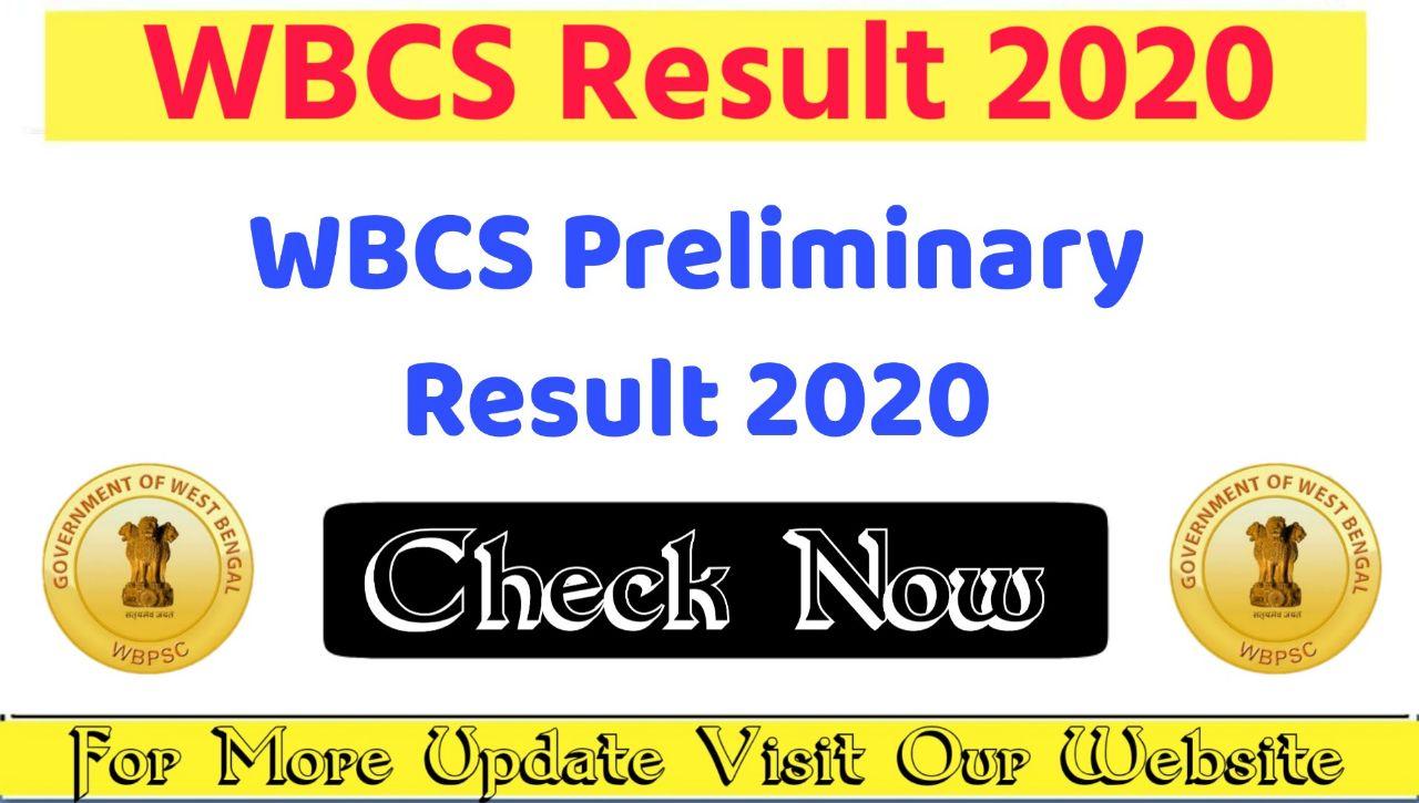 WBCS Preliminary Examination Result 2020