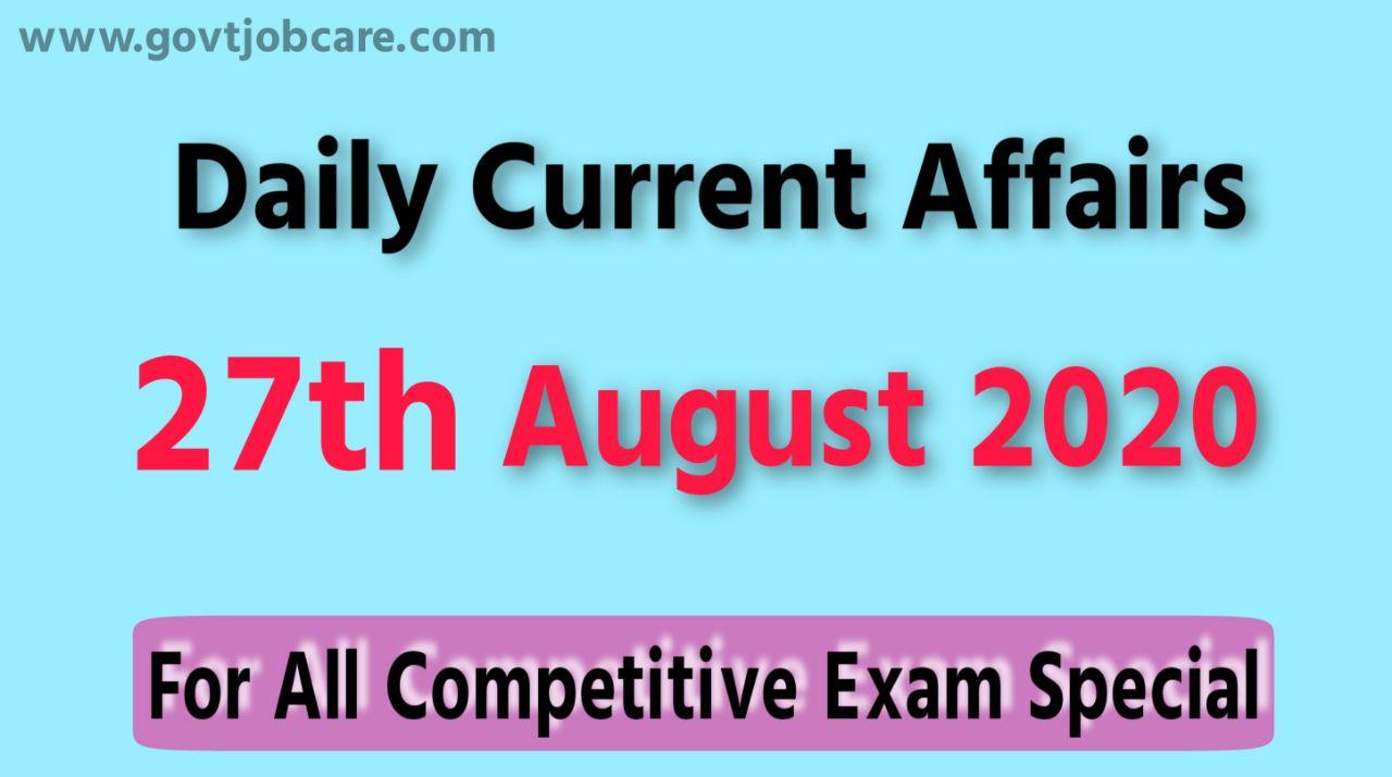 Current Affairs 27th August 2020