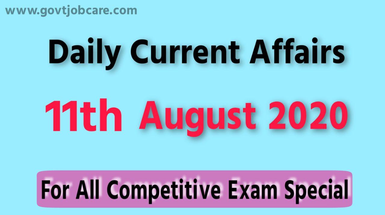 Current Affairs 11th August 2020