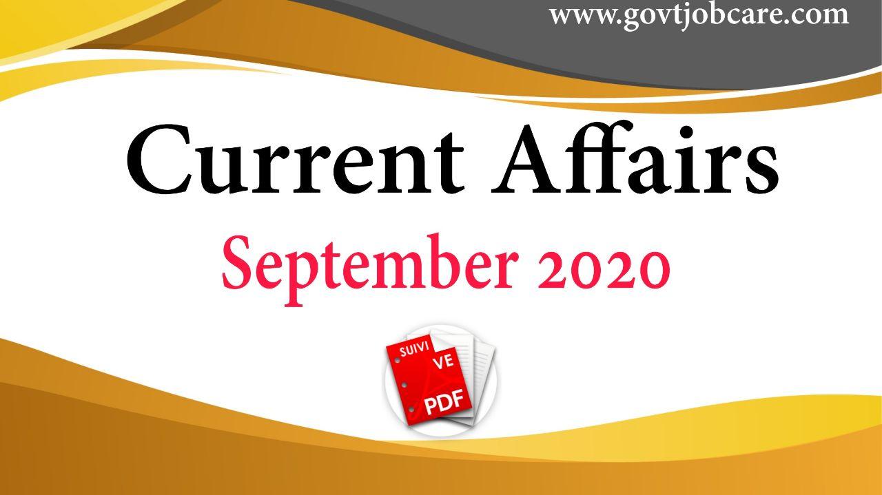 Current Affairs September 2020 Pdf