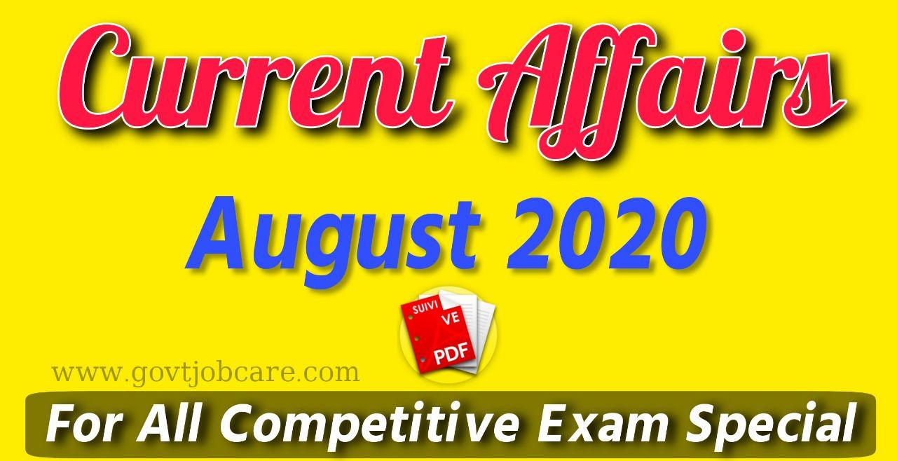 Current Affairs August 2020 Pdf